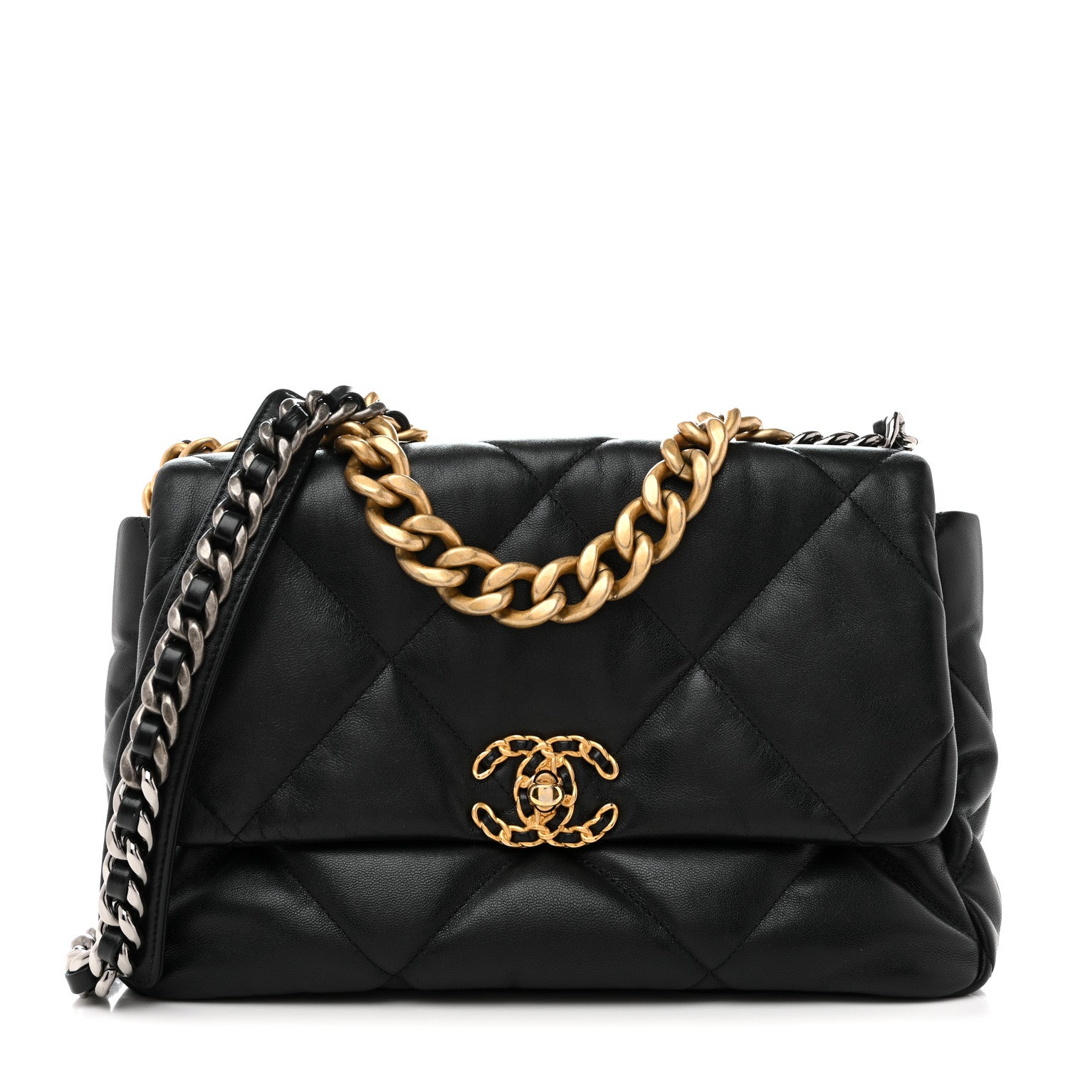 Lambskin Quilted Large Chanel 19 Flap Black
