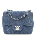 Denim CC Quilted Mini Square Flap Blue