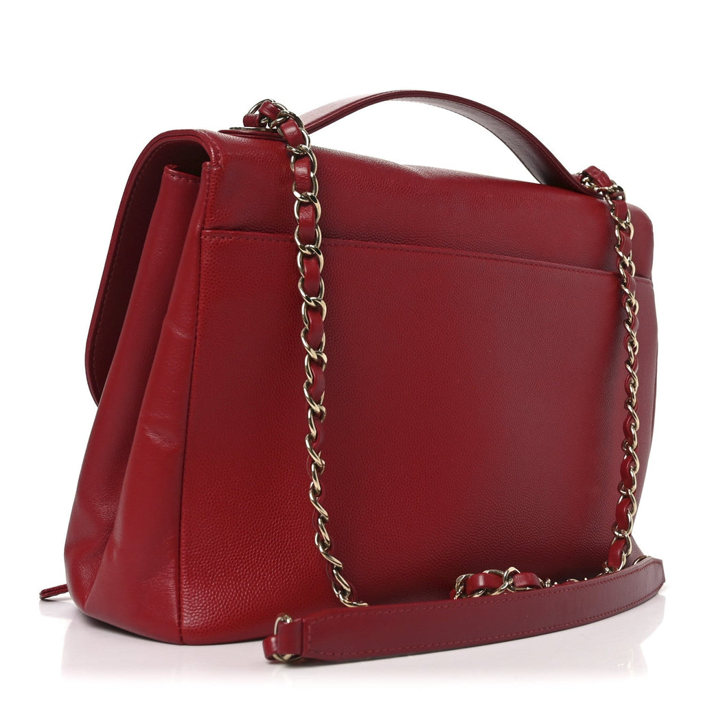 Caviar Quilted Large Business Affinity Flap Red