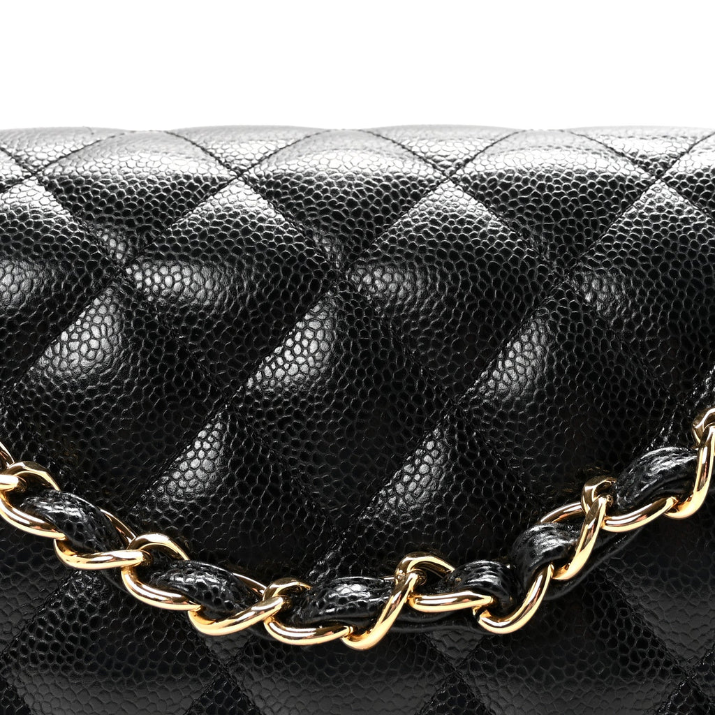 Caviar Quilted Jumbo Double Flap Black