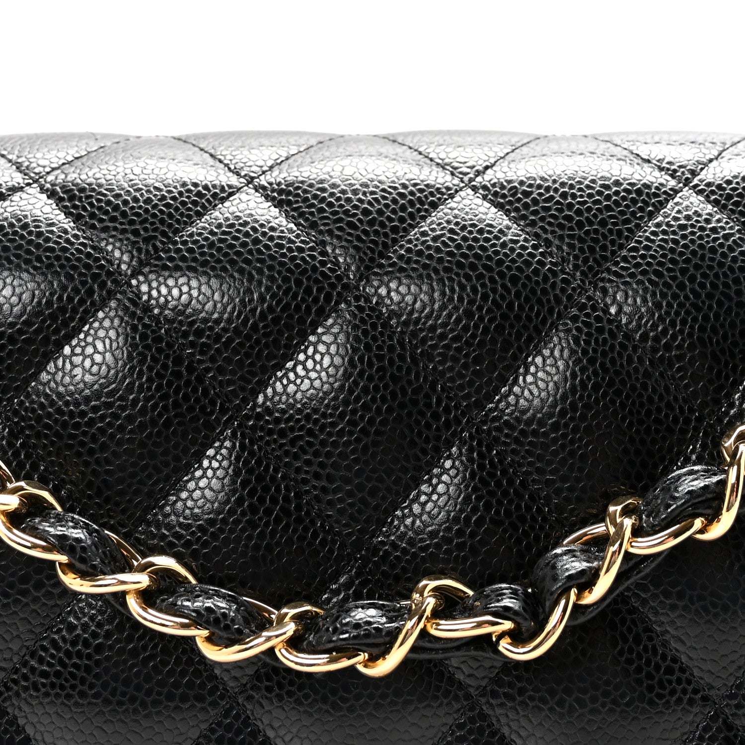 Caviar Quilted Jumbo Double Flap Black