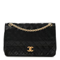 Lambskin Quilted Medium Double Flap Bijoux Chain Black