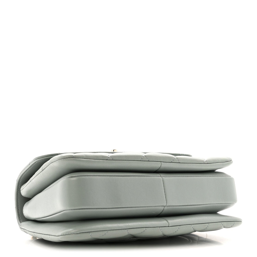 Lambskin Quilted Small Trendy CC Flap Dual Handle Bag Grey
