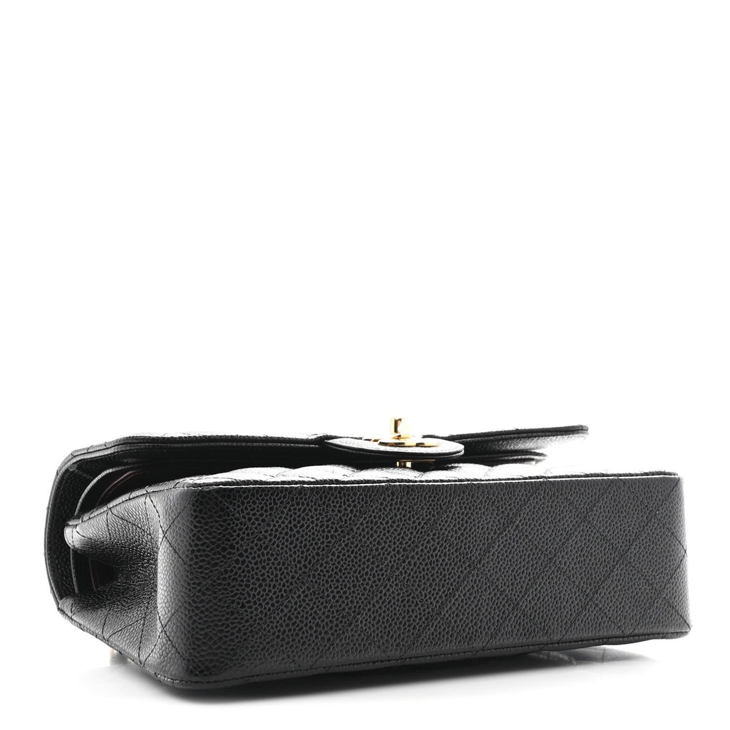 Caviar Quilted Small Double Flap Black