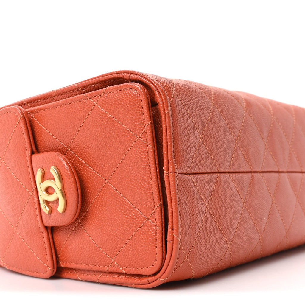 Caviar Quilted Mini Chanel 25 Handbag Dark Orange