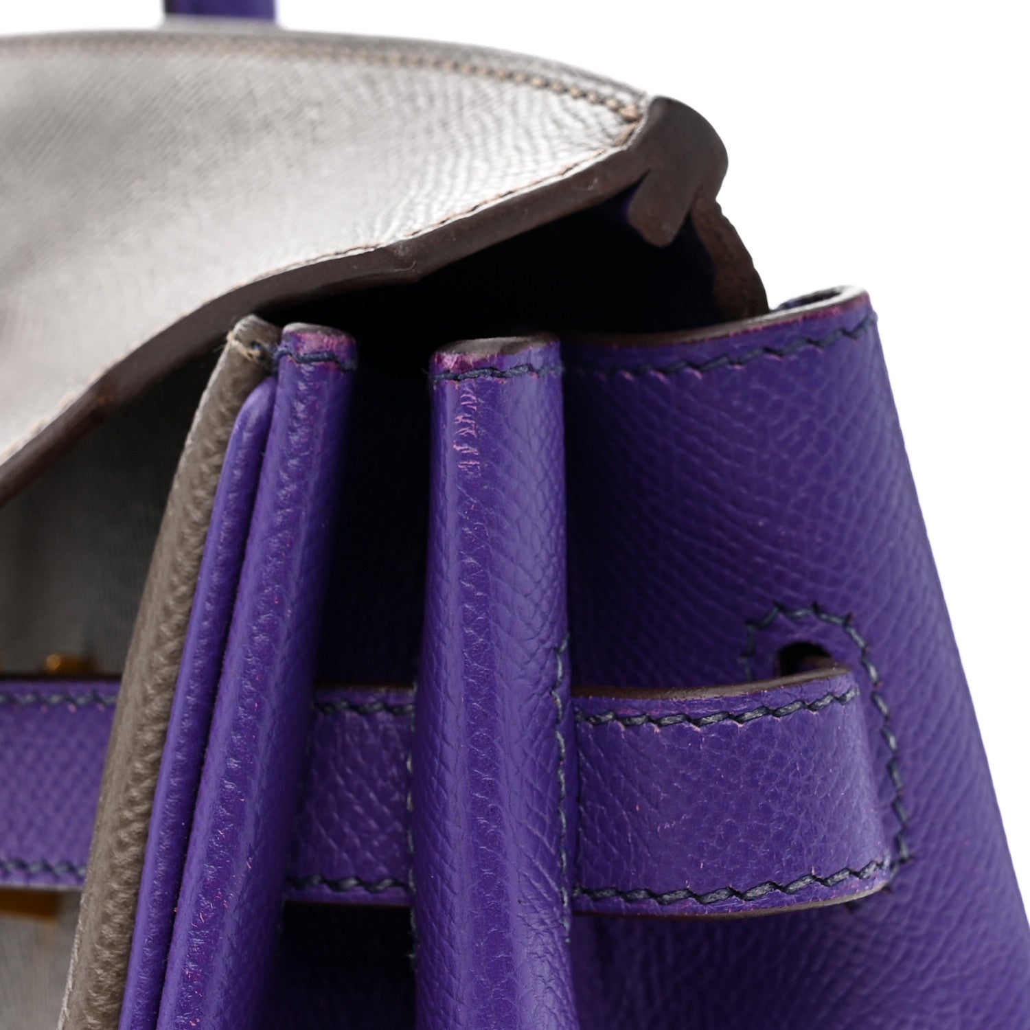 Epsom Bi-Color Horseshoe Birkin 35 Etain Crocus