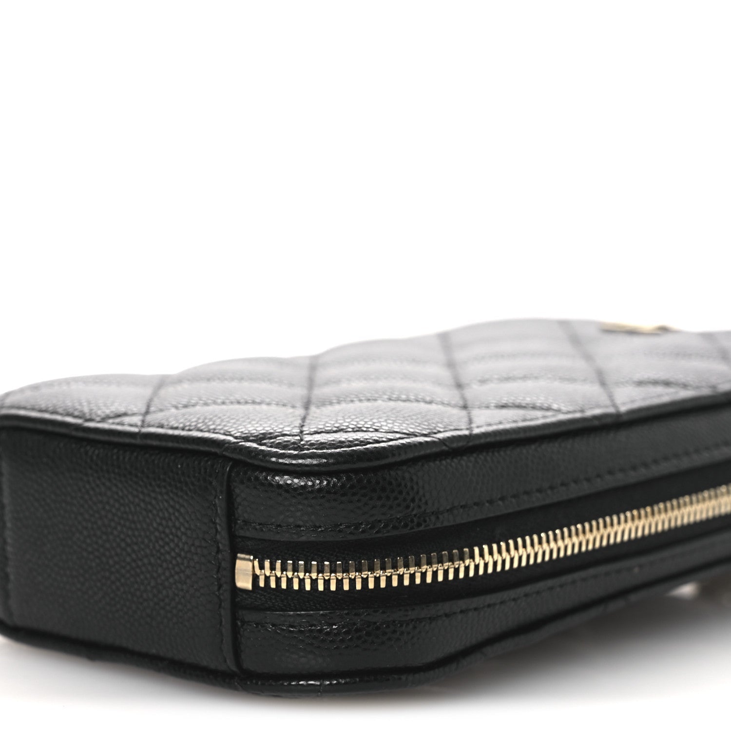 Caviar Quilted Phone Holder Wallet On Chain WOC Black