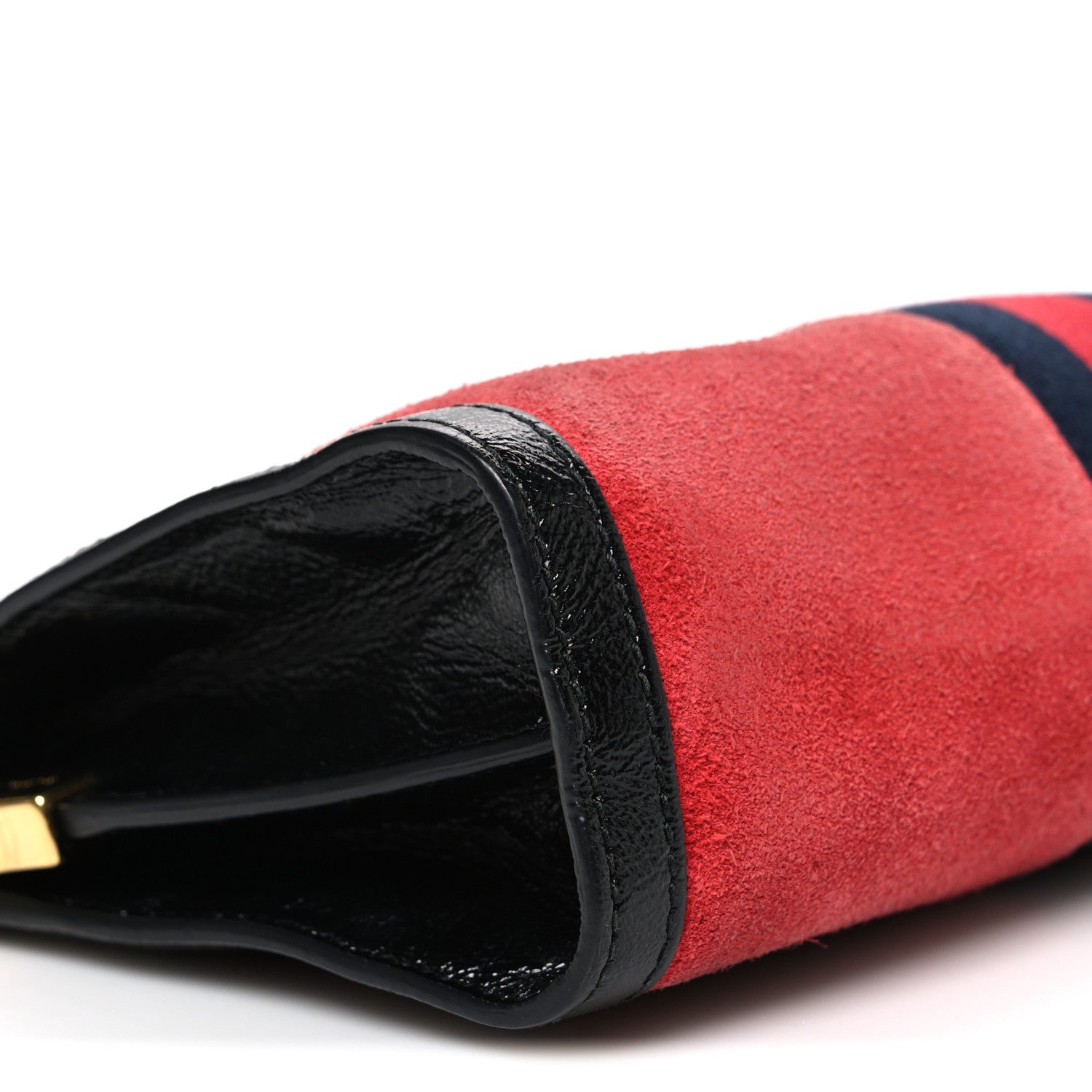 Suede Patent Web Small Ophidia Chain Shoulder Bag Hibiscus Red Black