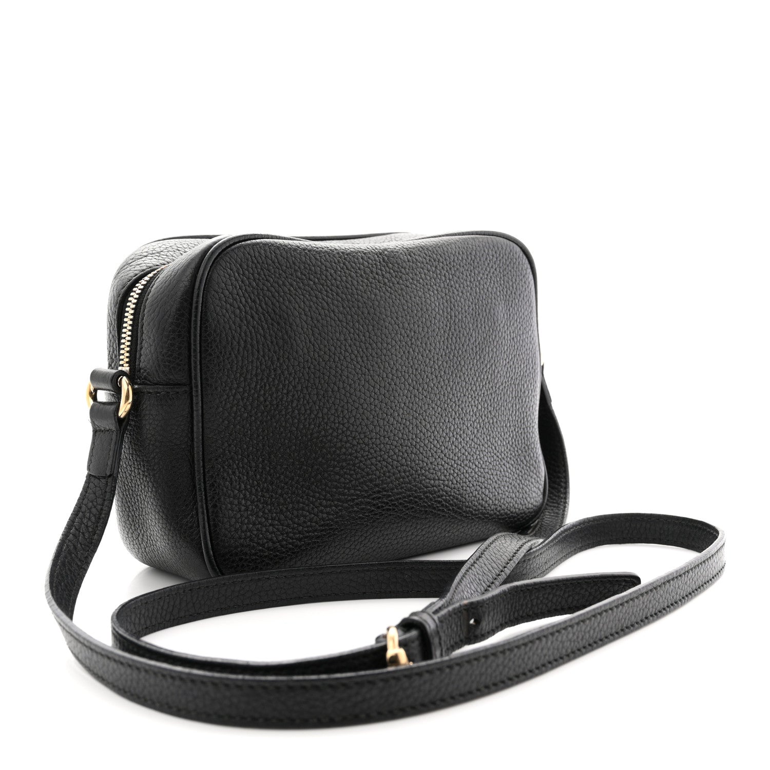 Pebbled Calfskin Small Soho Disco Bag Black
