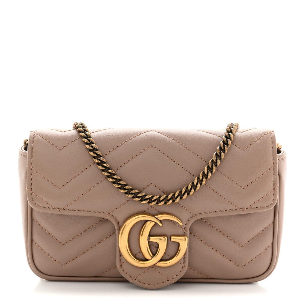 Calfskin Matelasse Super Mini GG Marmont Shoulder Bag Porcelain Rose