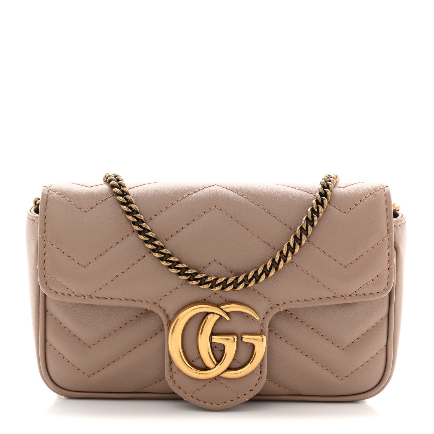 Calfskin Matelasse Super Mini GG Marmont Shoulder Bag Porcelain Rose