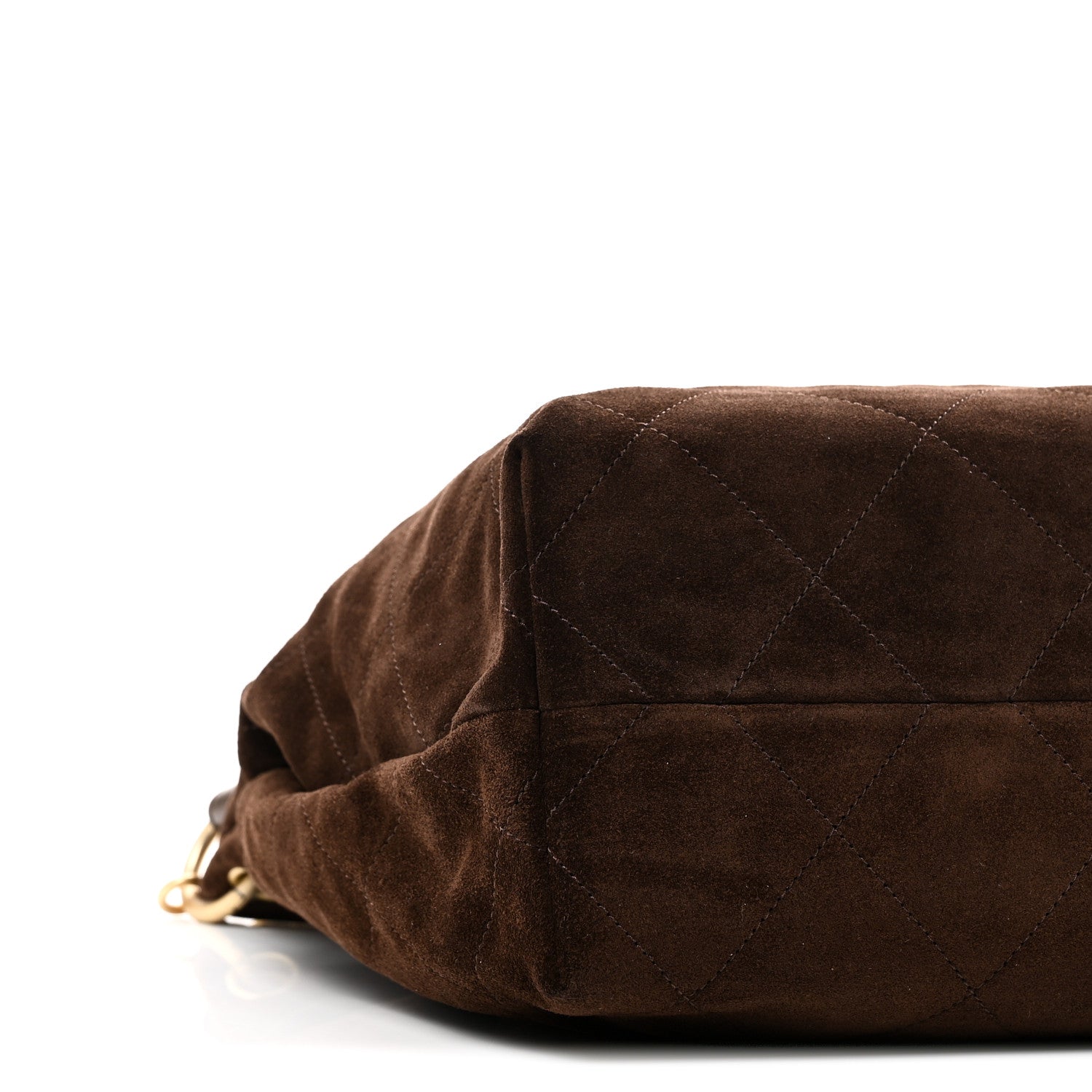 Suede Calfskin Lambskin Quilted Maxi Hobo Dark Brown