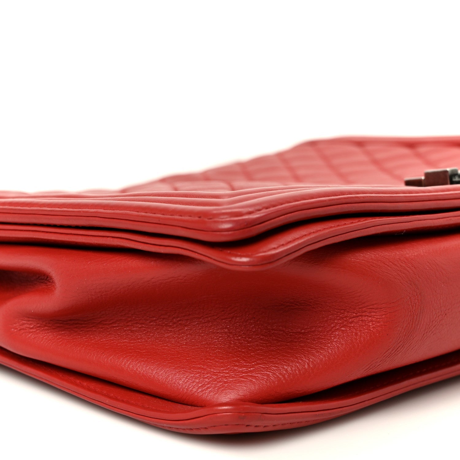 Calfskin Quilted Large Boy Flap Red