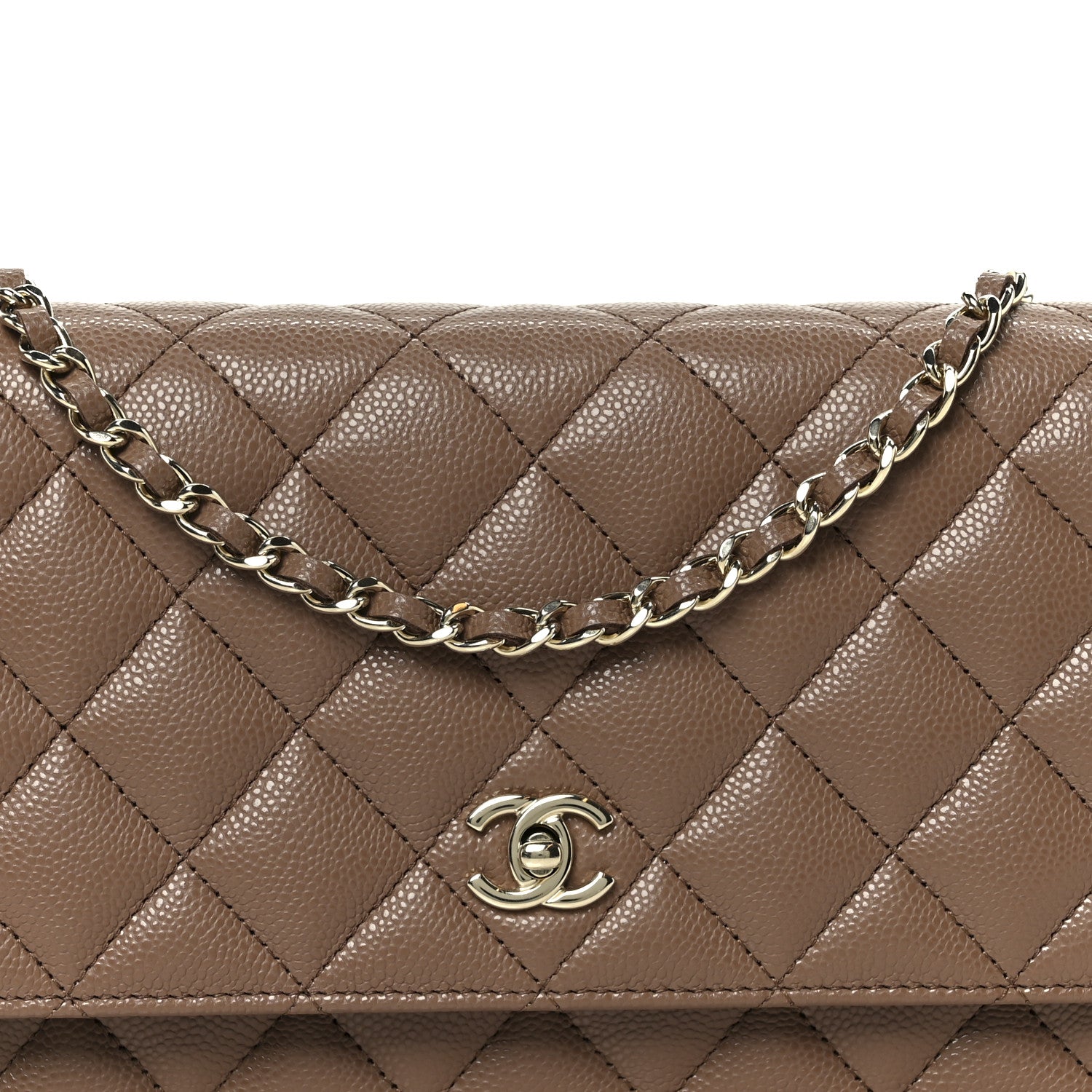 Caviar Quilted CC Turnlock Wallet On Chain WOC Brown