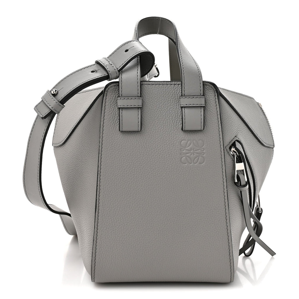 Grained Calfskin Mini Hammock Shoulder Bag Pearl Grey