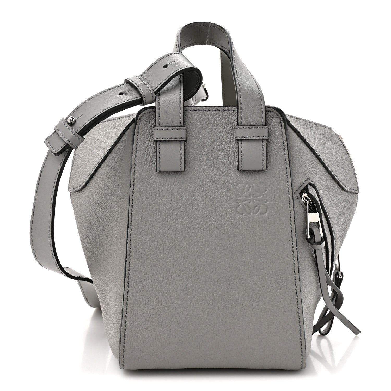 Grained Calfskin Mini Hammock Shoulder Bag Pearl Grey