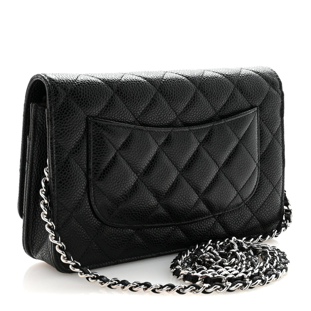 Caviar Quilted Wallet on Chain WOC Black