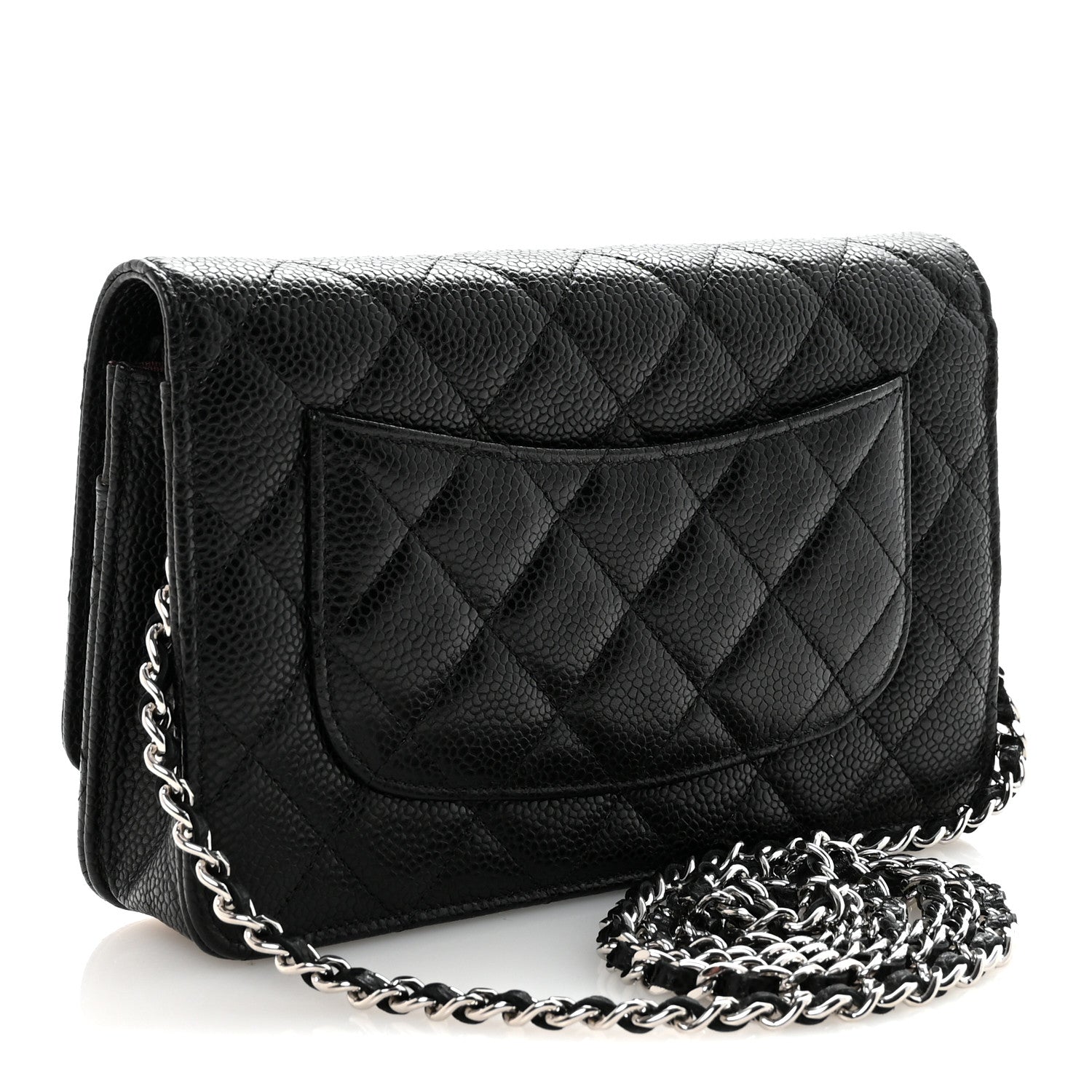 Caviar Quilted Wallet on Chain WOC Black