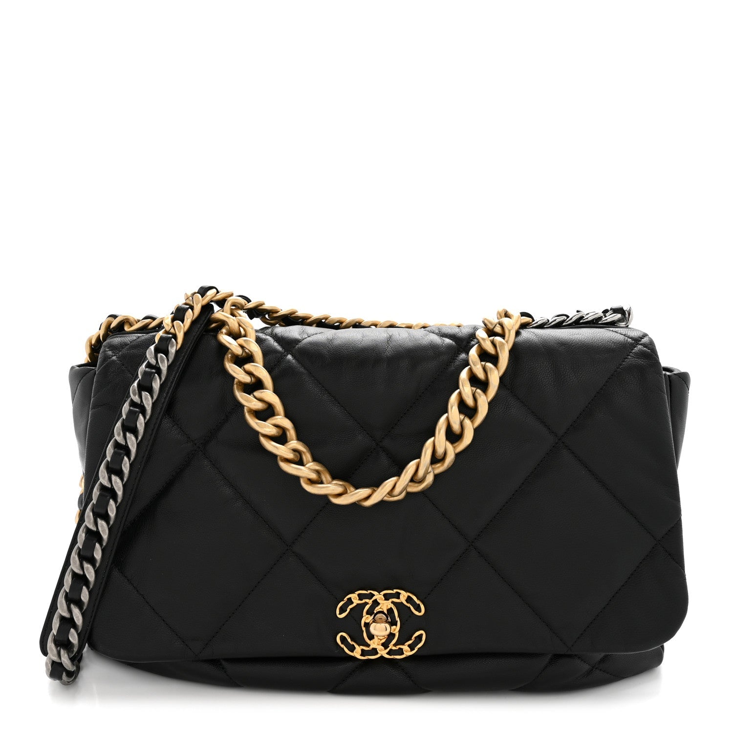 Goatskin Quilted Maxi Chanel 19 Flap Black