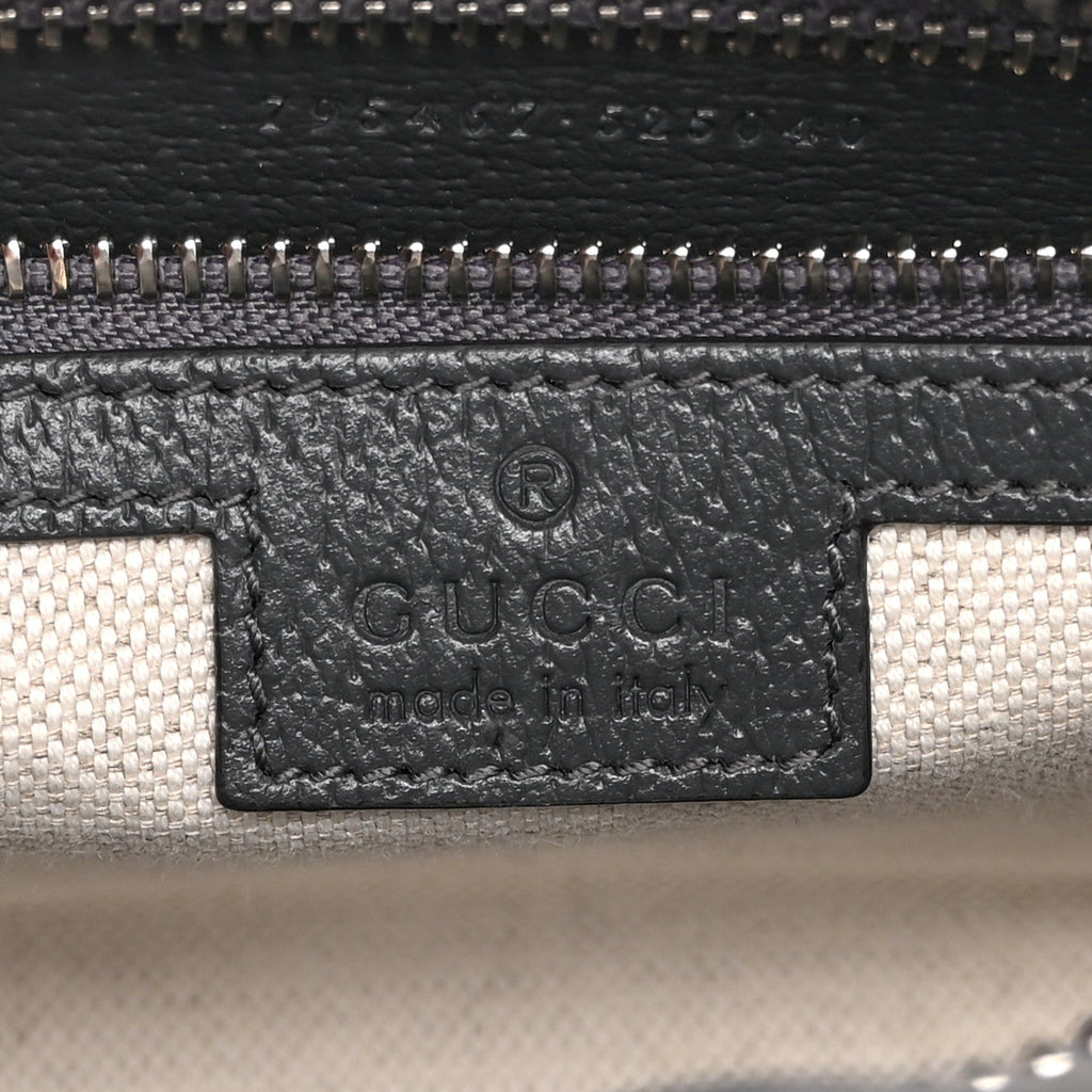 GG Supreme Monogram Textured Dollar Calfskin Web Small Ophidia Shoulder Bag  Grey Black Graphite Grey