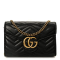 Calfskin Matelasse GG Marmont Chain Wallet Black