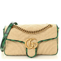 Raffia Elaphe Matelasse Small GG Marmont Shoulder Bag Natural New Shamarock