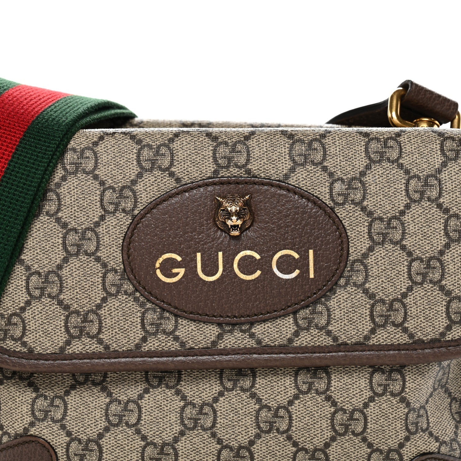 GG Supreme Monogram Web Small Neo Vintage Double Flap Messenger Bag Beige New Acero
