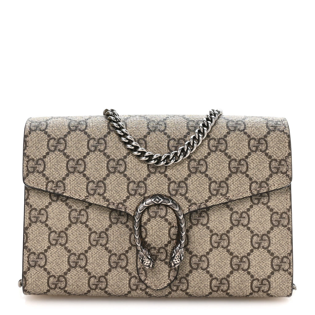 GG Supreme Monogram Mini Dionysus Chain Wallet Beige Taupe