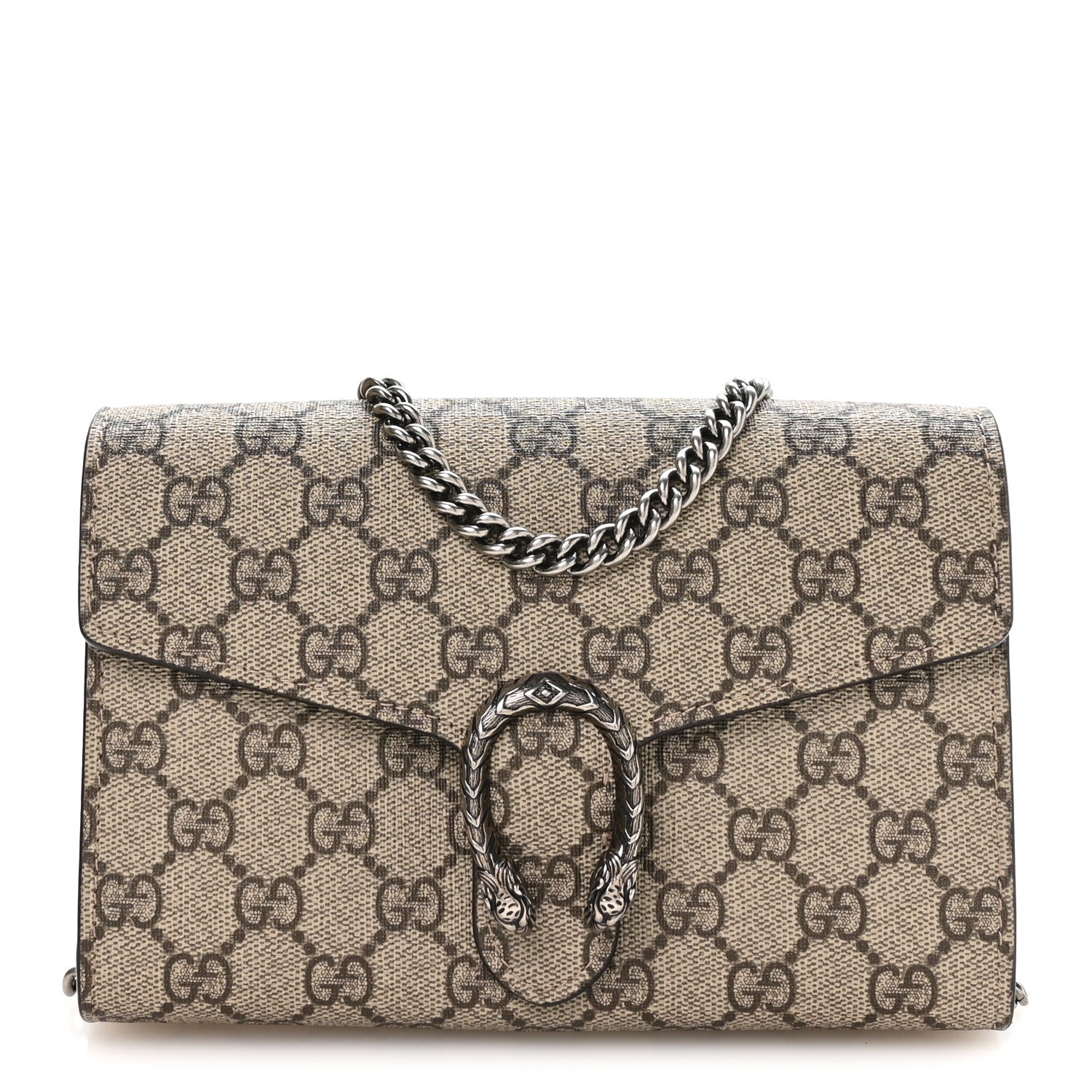 GG Supreme Monogram Mini Dionysus Chain Wallet Beige Taupe