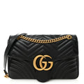 Calfskin Matelasse Medium GG Marmont Shoulder Bag Black