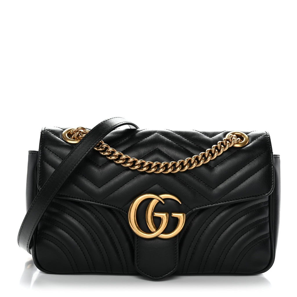 Calfskin Matelasse Small GG Marmont Shoulder Bag Black