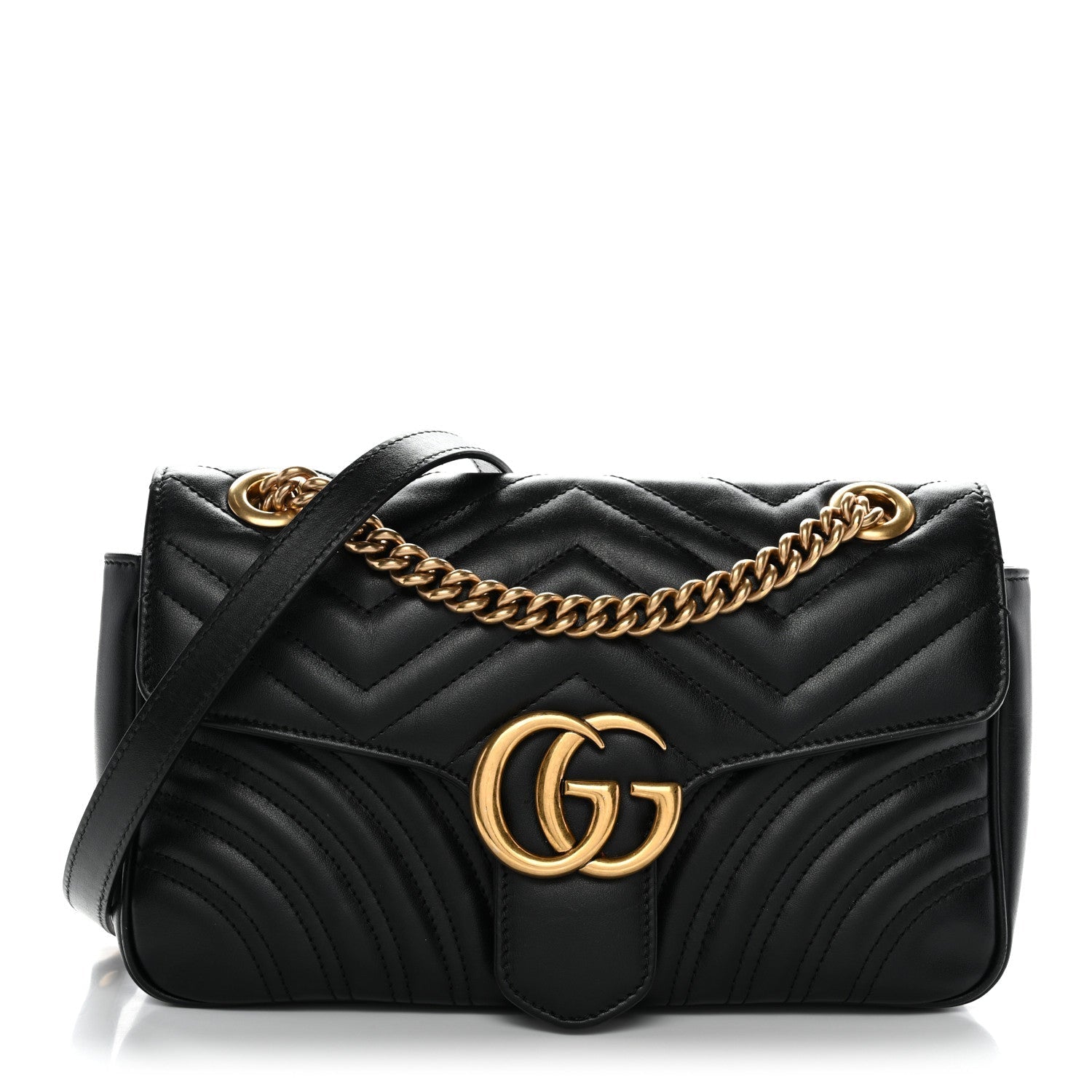 Calfskin Matelasse Small GG Marmont Shoulder Bag Black
