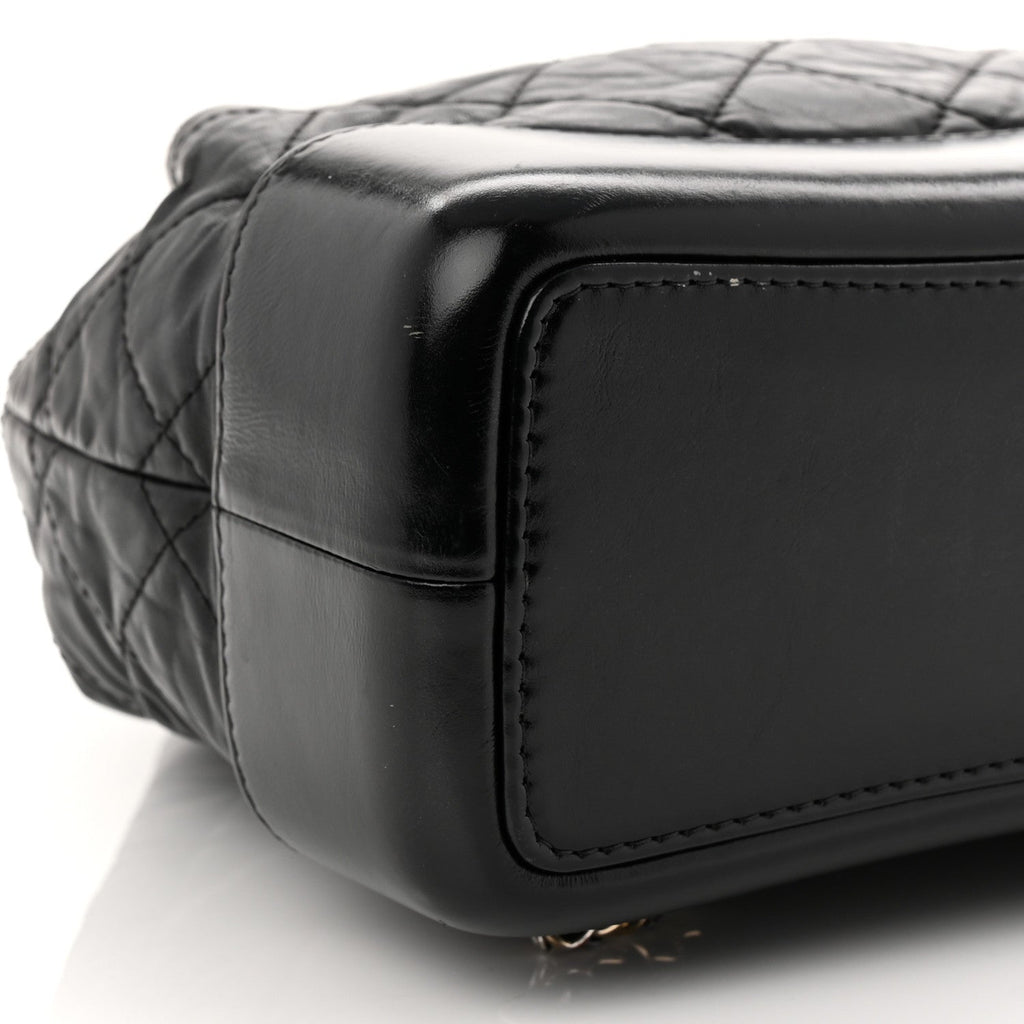 Aged Calfskin Quilted Small Gabrielle Backpack Black