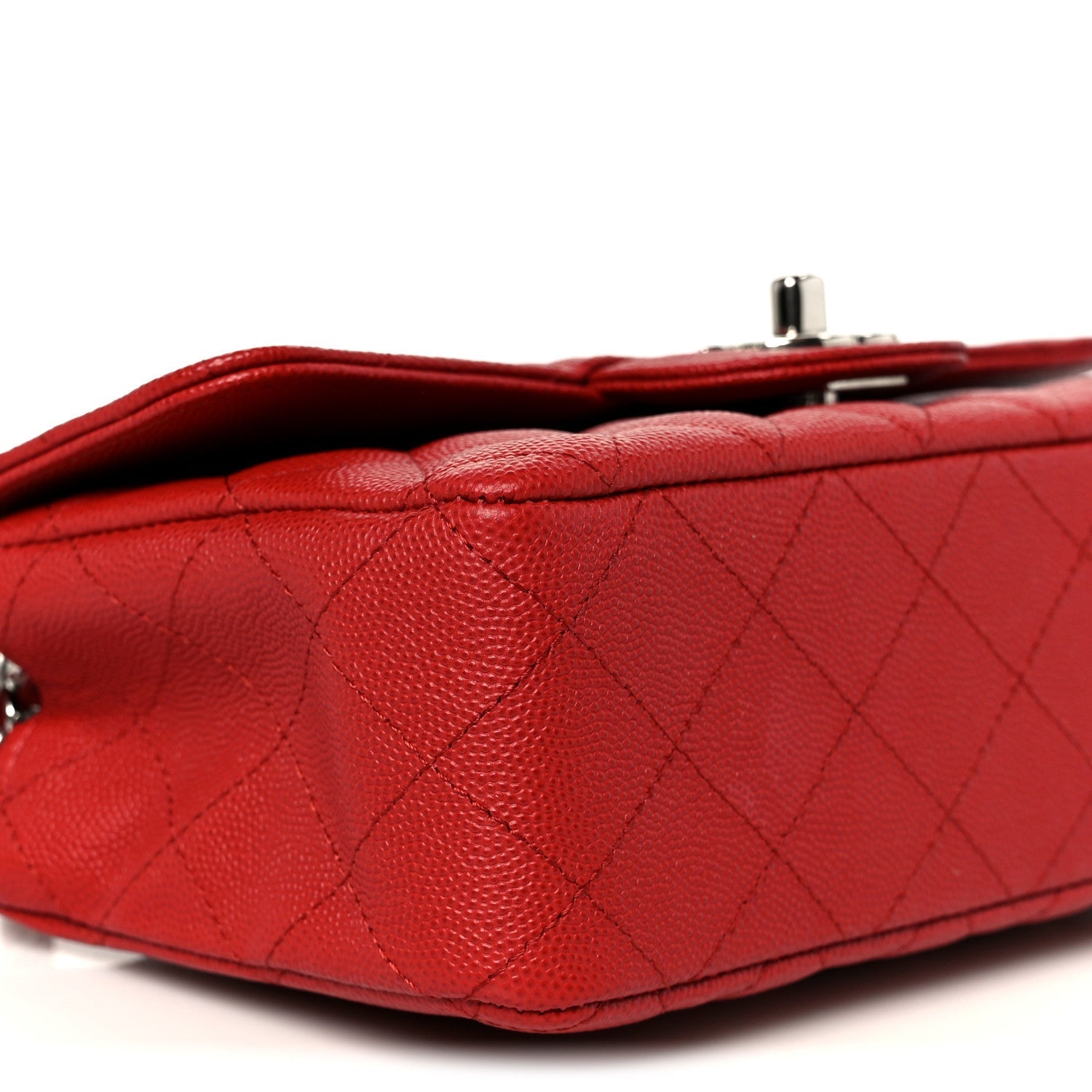 Caviar Quilted Mini Rectangular Flap Red