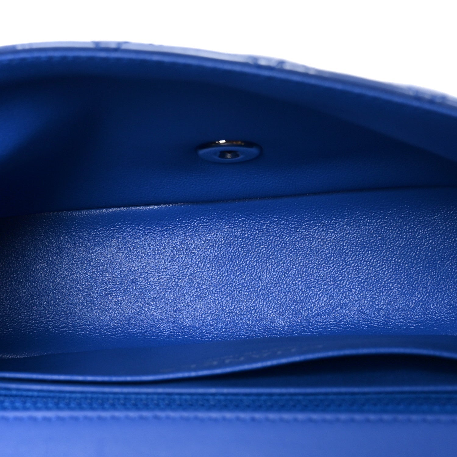 Patent Calfskin Quilted Mini Rectangular Flap Blue