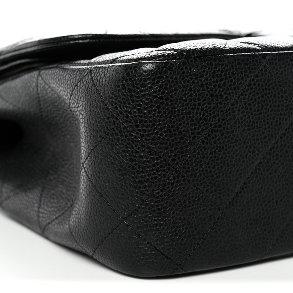 Caviar Quilted Jumbo Double Flap Black