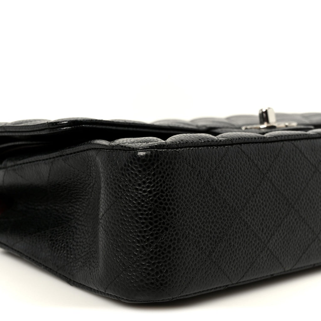 Caviar Quilted Medium Double Flap Black
