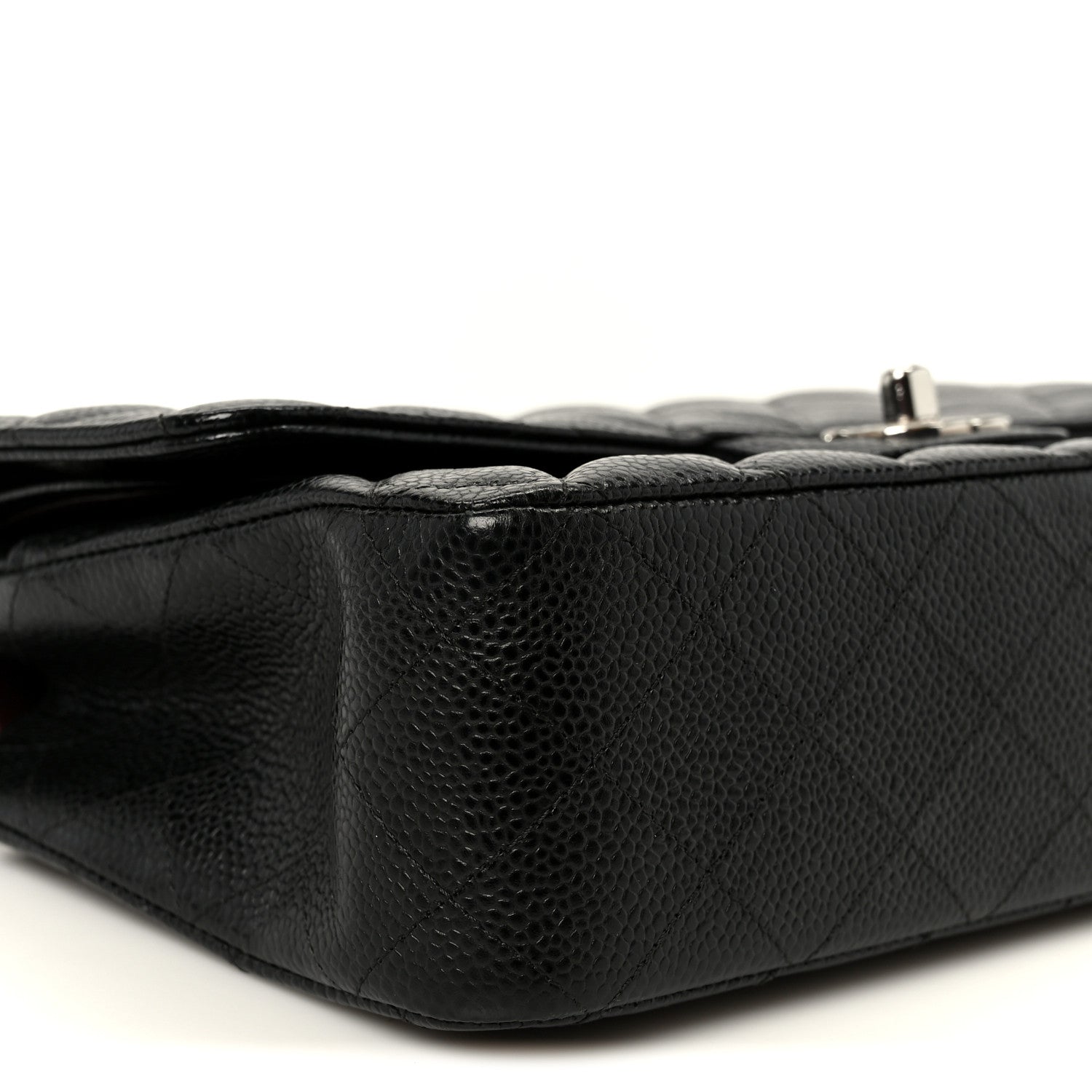 Caviar Quilted Medium Double Flap Black