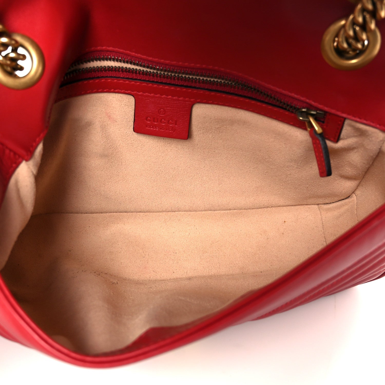 Calfskin Matelasse Small GG Marmont Shoulder Bag Hibiscus Red