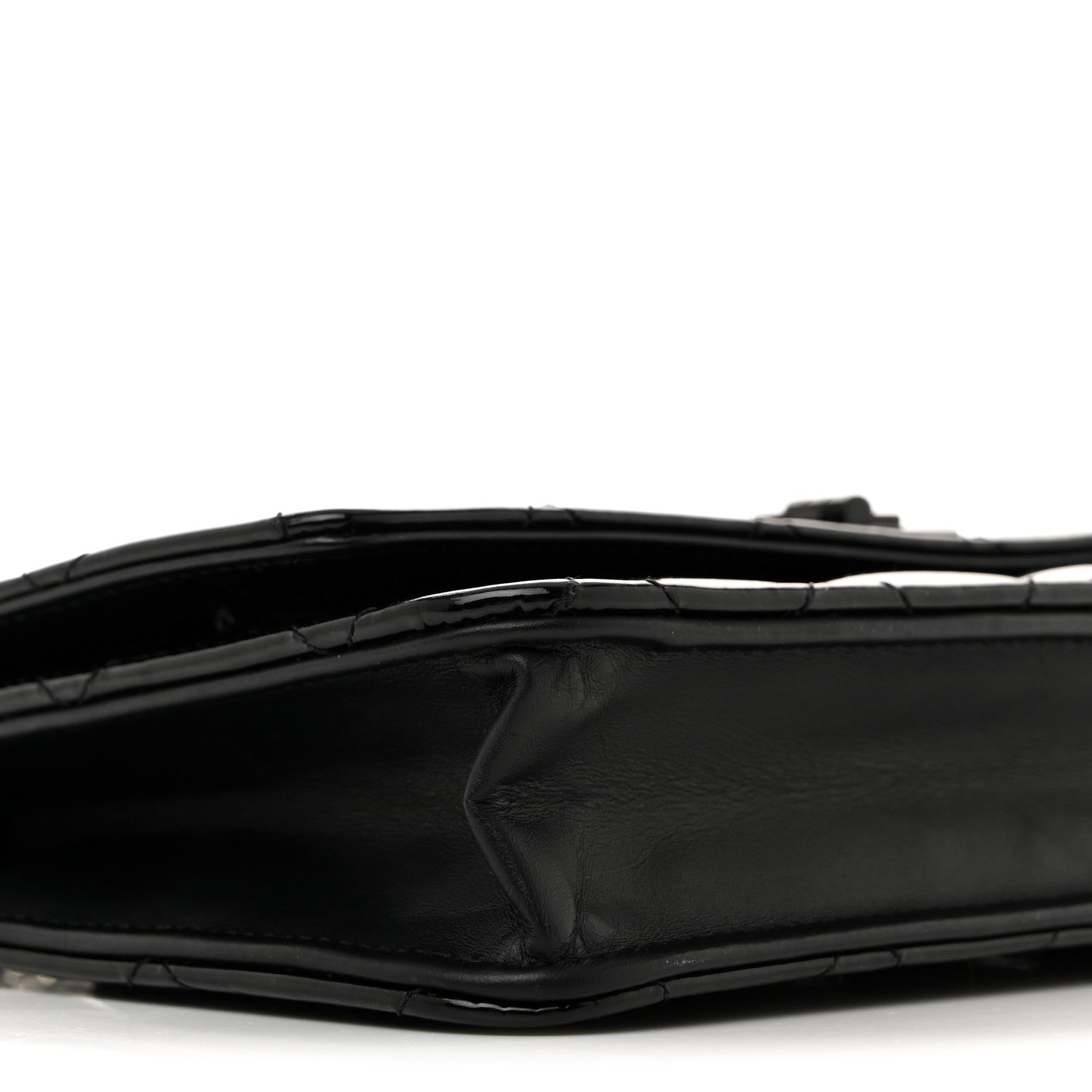 Patent Calfskin Quilted Reissue Wallet On Chain WOC So Black