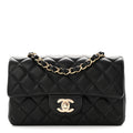 Lambskin Quilted Mini Rectangular Flap Black