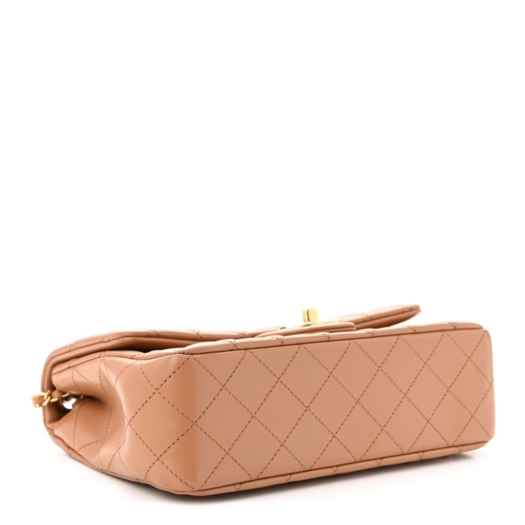 Lambskin Quilted Small CC Crush Flap Brown