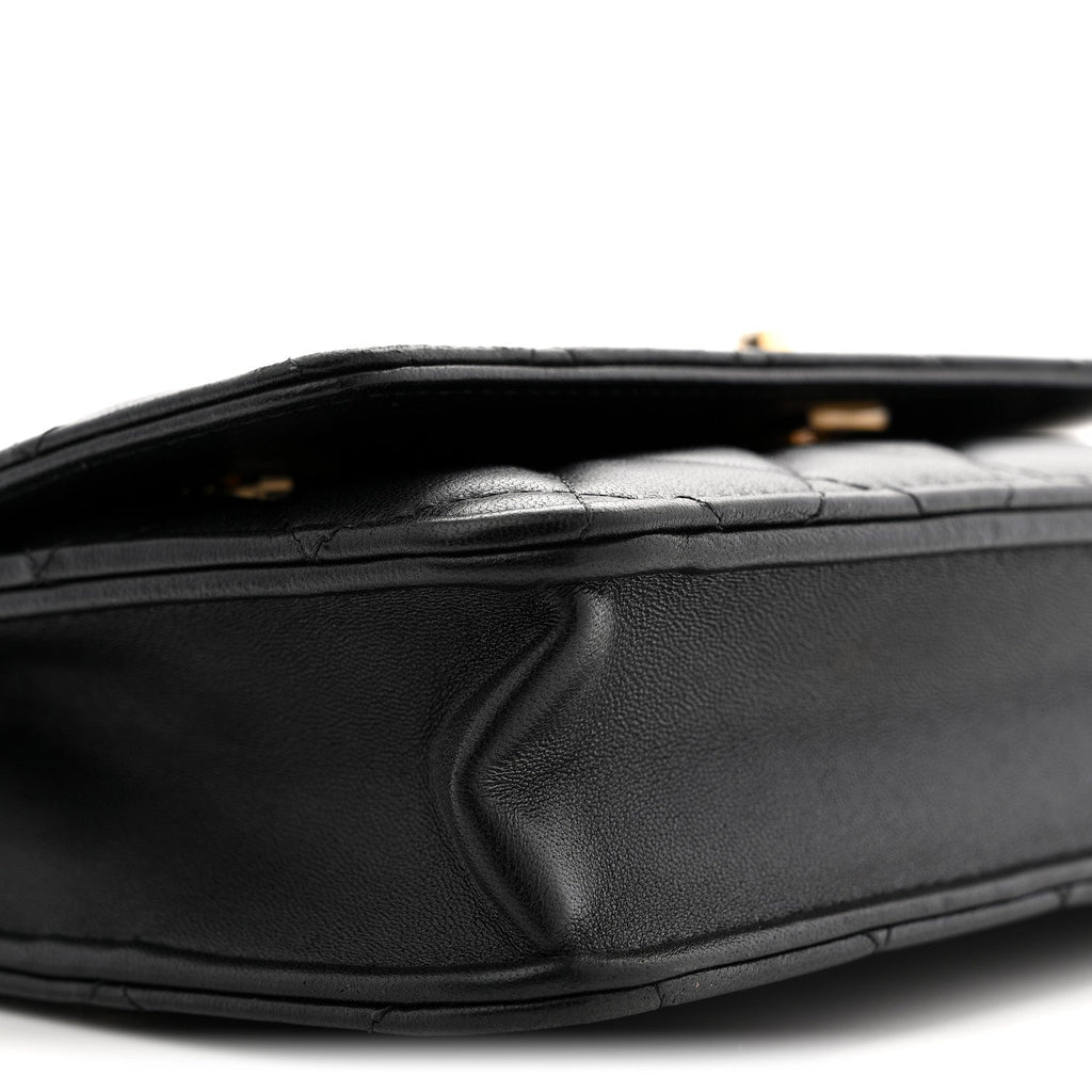 Lambskin Quilted Sweet Camellia Wallet On Chain WOC Black
