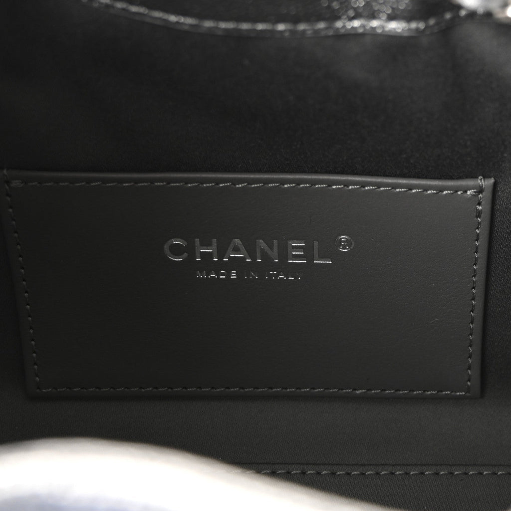 Metallic Caviar Quilted Mini Chanel 25 Handbag Anthracite