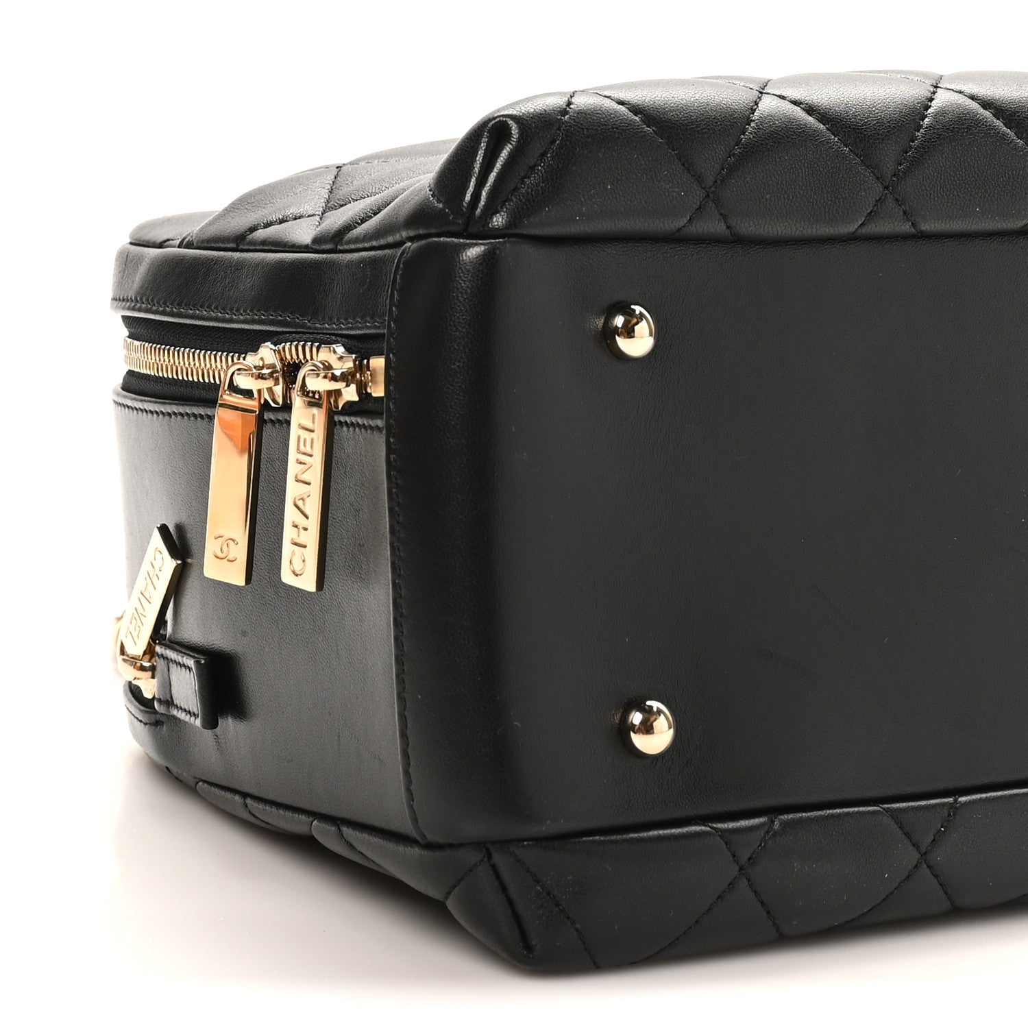 Lambskin Quilted Medium Trendy CC Bowling Bag Black