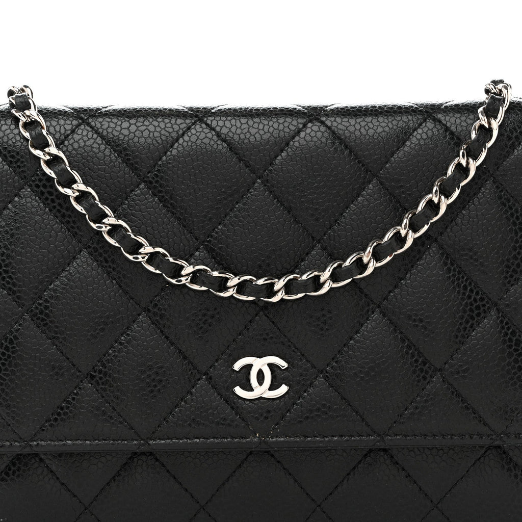 Caviar Quilted Wallet On Chain WOC Black