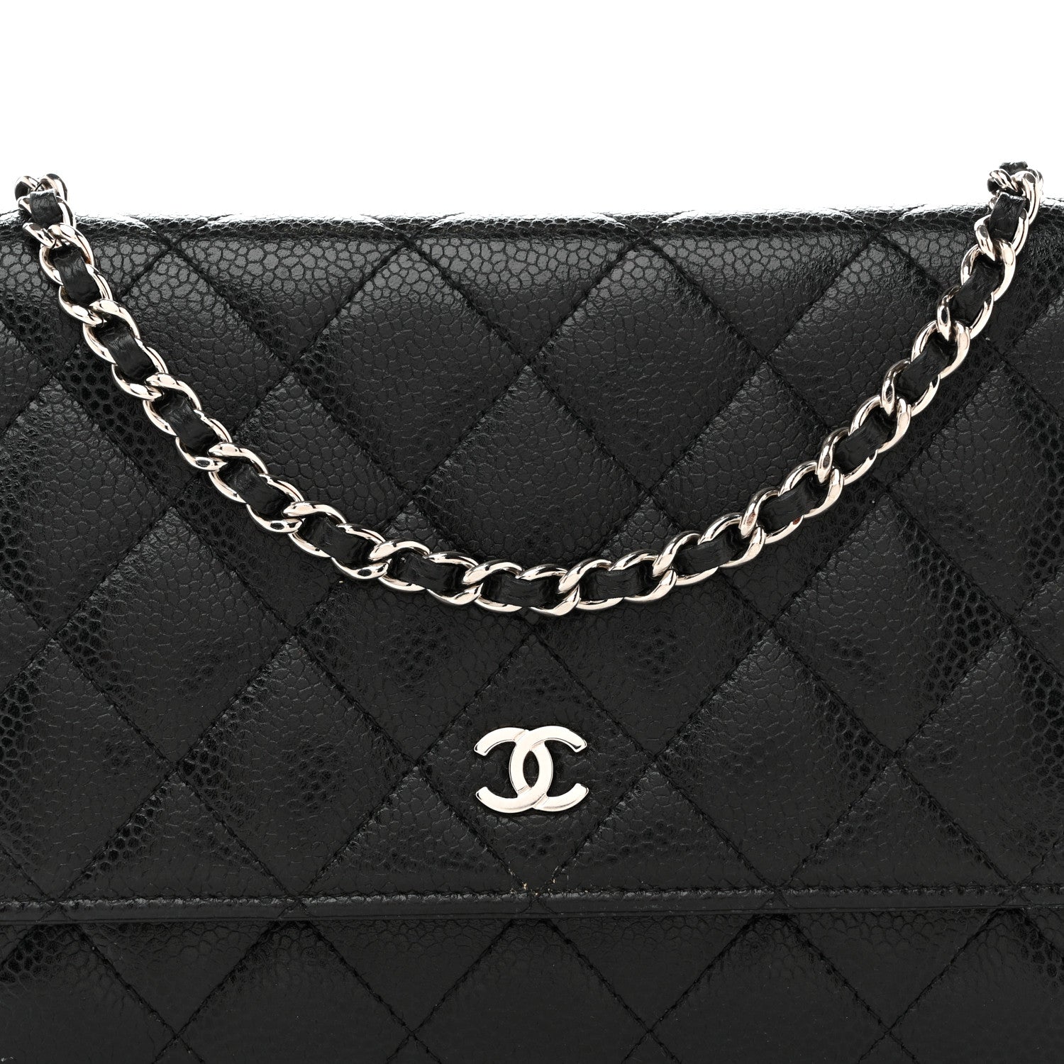 Caviar Quilted Wallet On Chain WOC Black