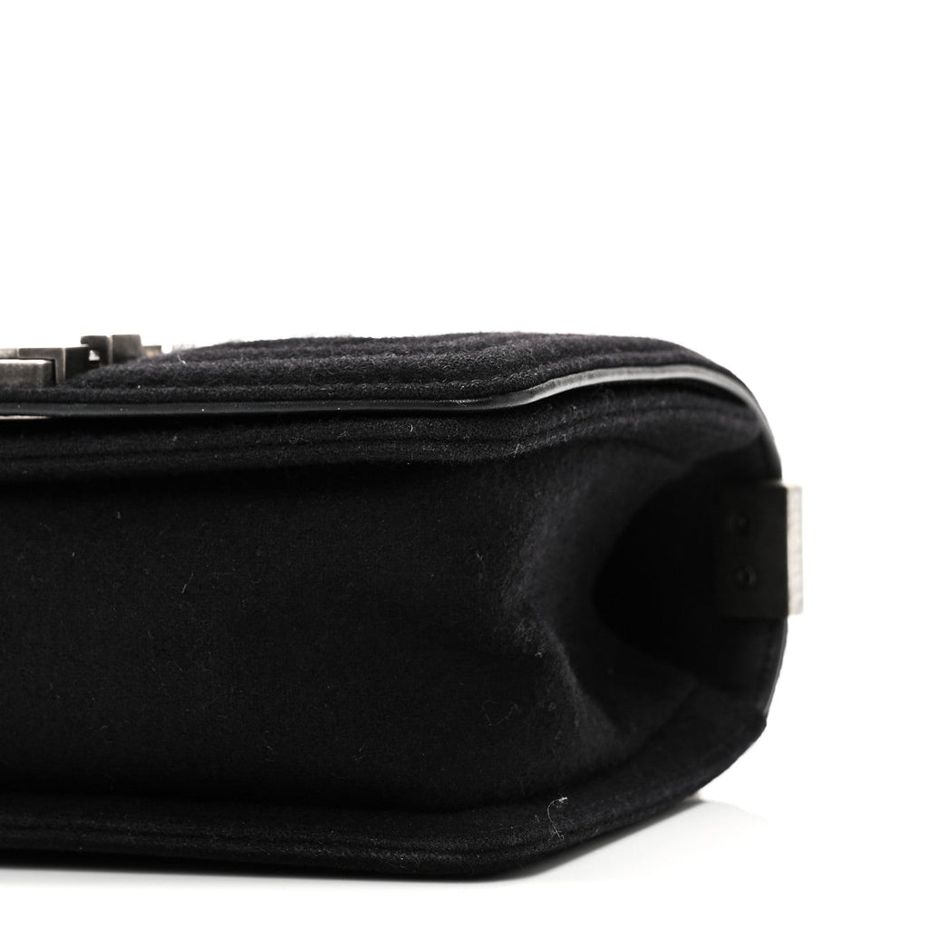 Wool Felt Embellished Small Boy Flap Black