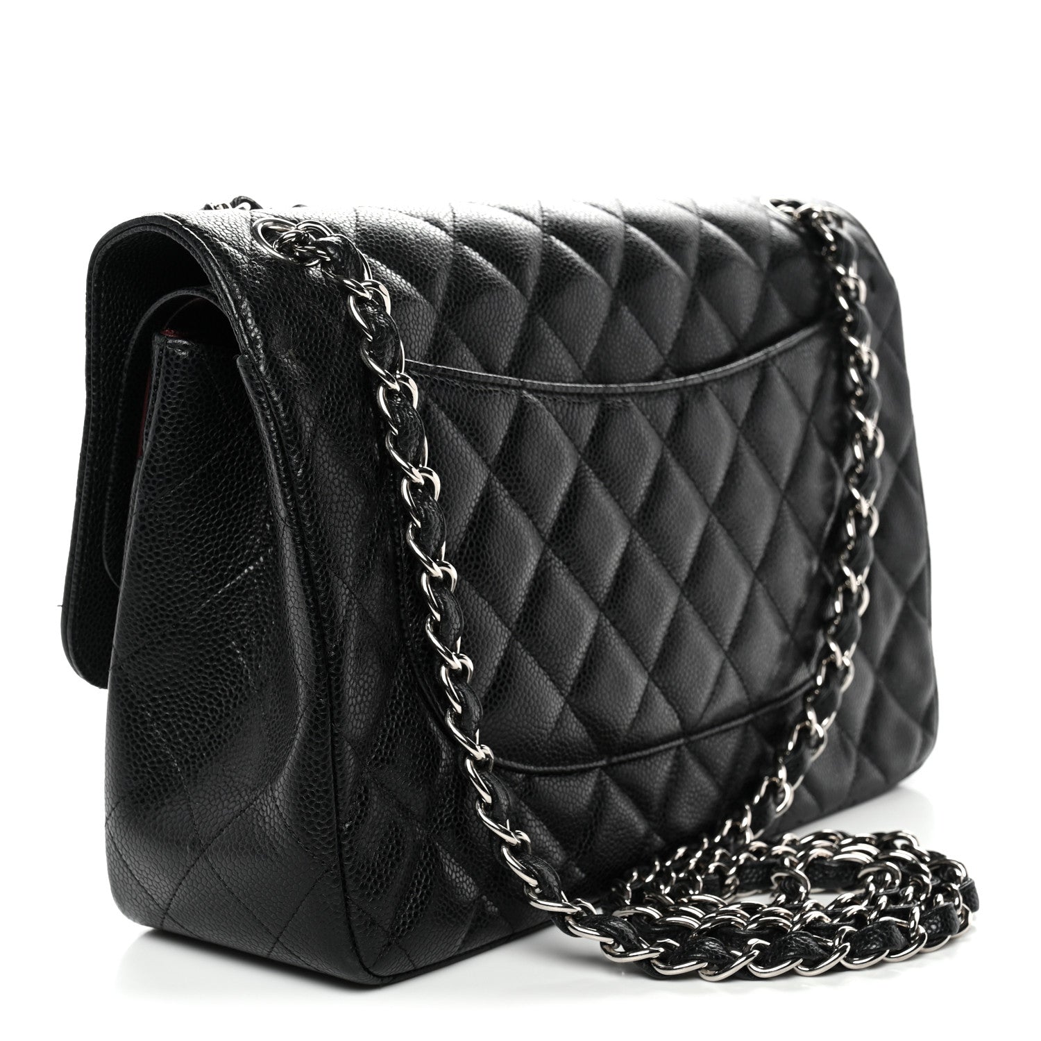 Caviar Quilted Jumbo Double Flap Black