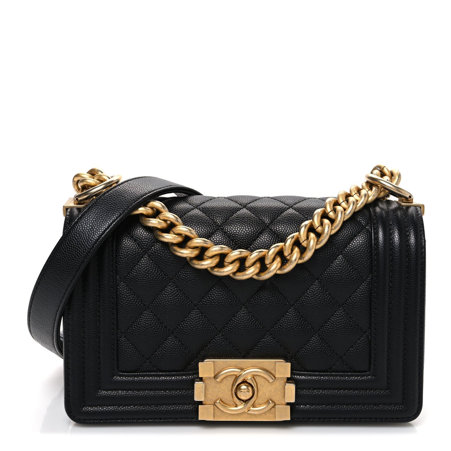 Caviar Quilted Small Boy Flap Black